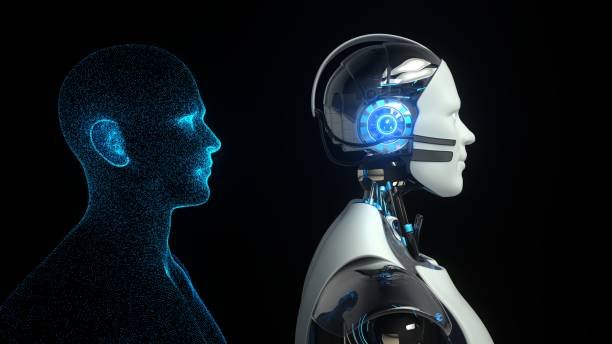 Development of the AI and Robotics. 3d illustration.